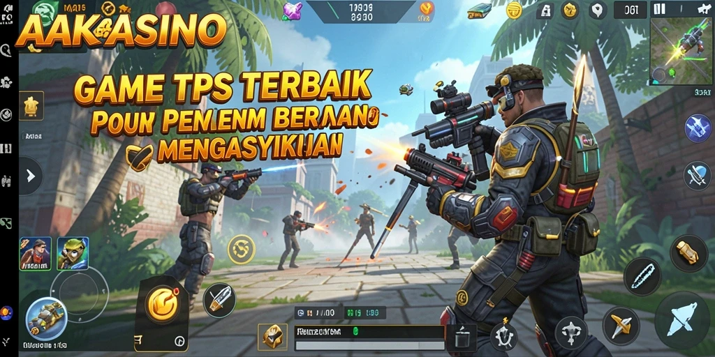 Tangkapan layar AAKASINO dengan aksi tembak-menembak yang intens.