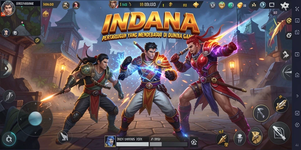 Tampilan gameplay seru dari INDAAA yang menunjukkan aksi pertarungan yang mendebarkan.