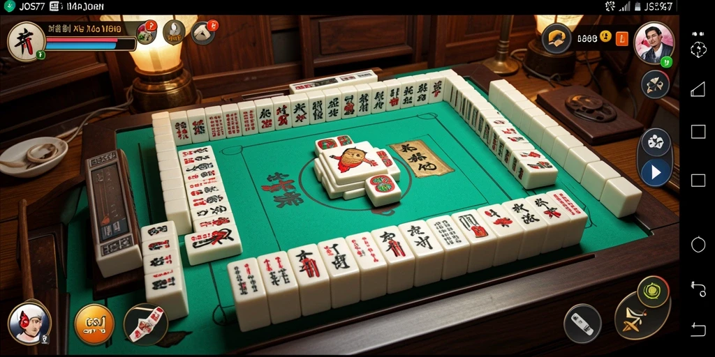 Tampilan utama gameplay Mahjong di JOS77 dengan grafis menarik.