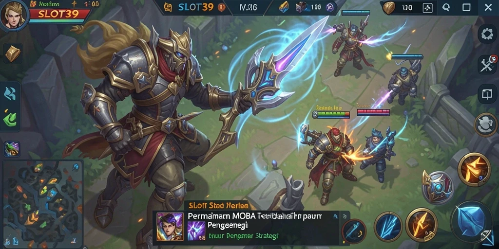 Tampilan seru gameplay MOBA di SLOT39 yang penuh aksi.