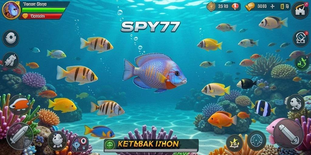 Screenshot menunjukkan gameplay seru Tembak Ikan dalam SPY77.