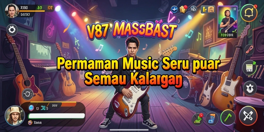 Screenshot V87 menunjukkan gameplay yang menarik dan penuh warna.